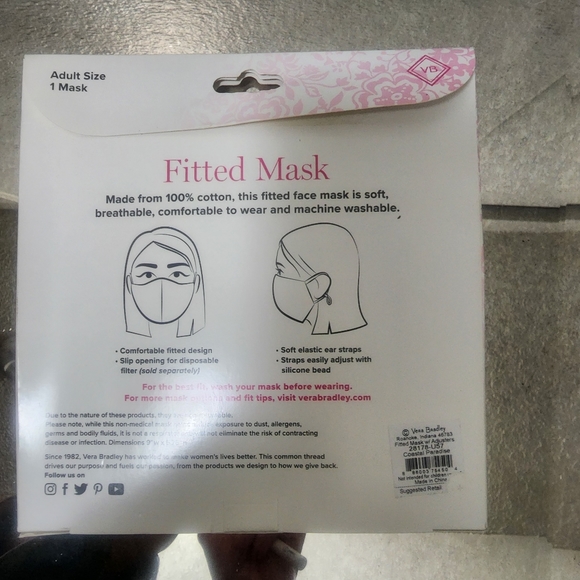 VERA BRADLEY COASTAL PARADISE FITTED FACE MASK            c - Picture 4 of 6